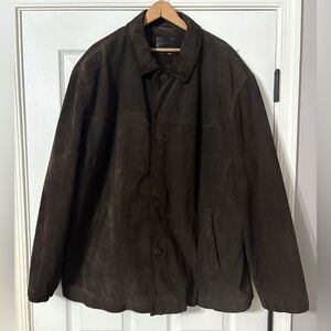 Saddlebred Men's Brown Leather Suede Jacket Button/ Zip Closures Sz XXL